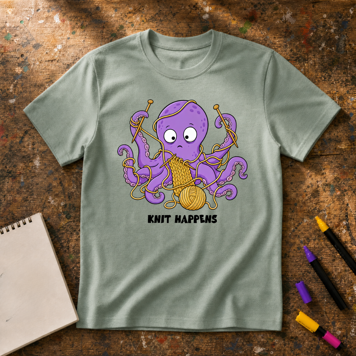 Knit Happens Octopus Graphic T-Shirt