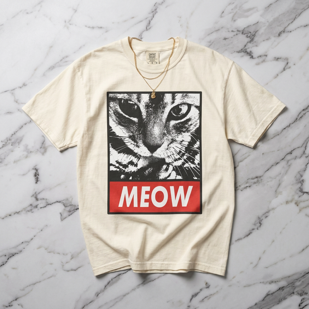 Meow Cat Graphic T-Shirt