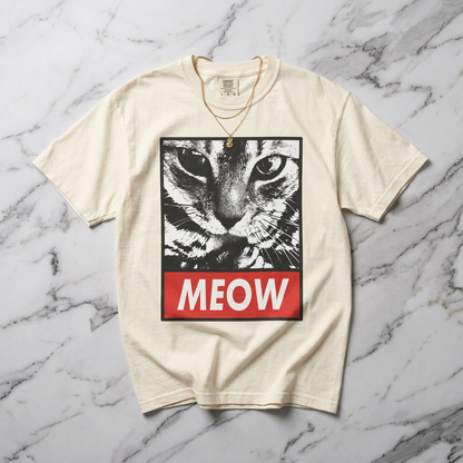 Meow Cat Graphic T-Shirt