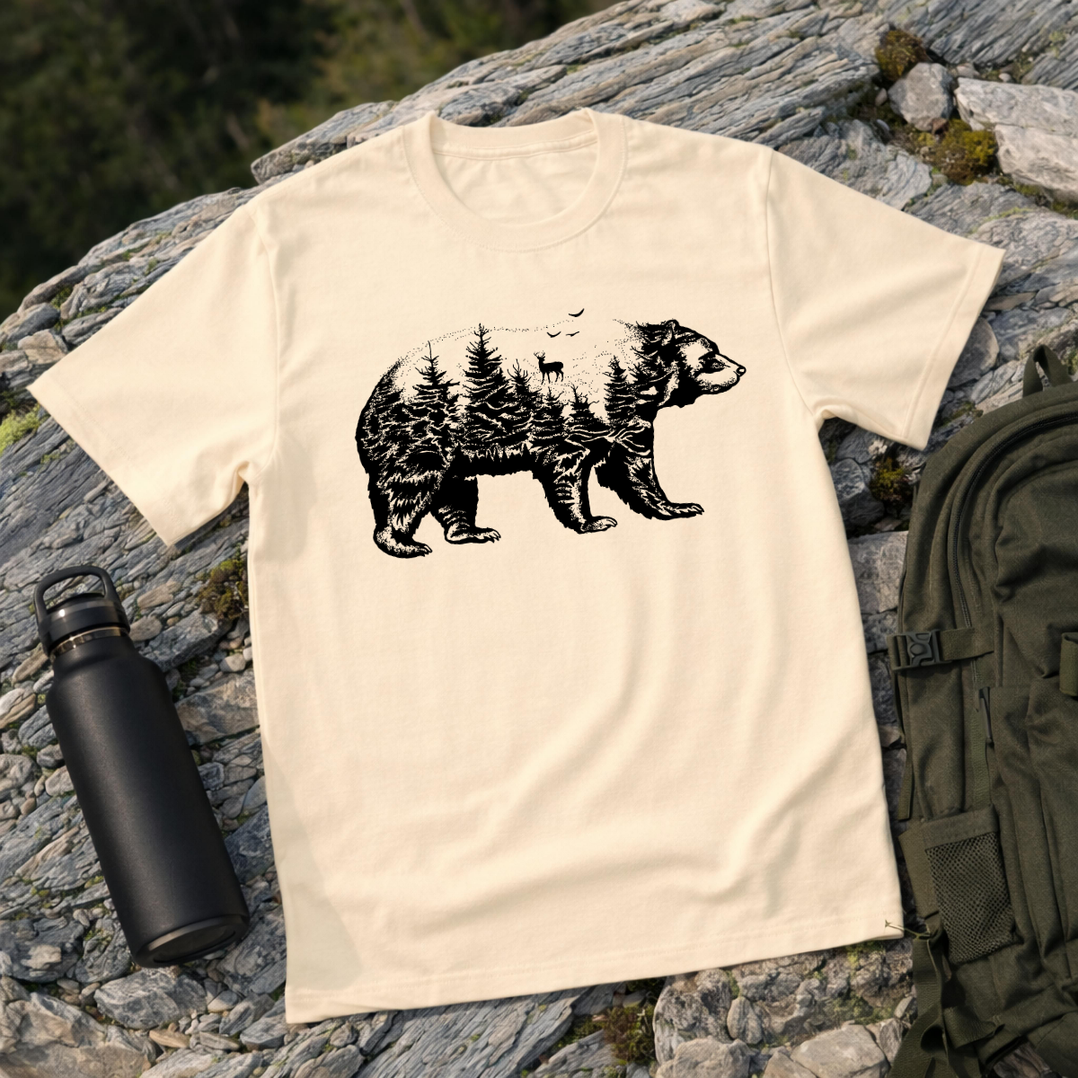 Bear Forest Silhouette Graphic T-Shirt