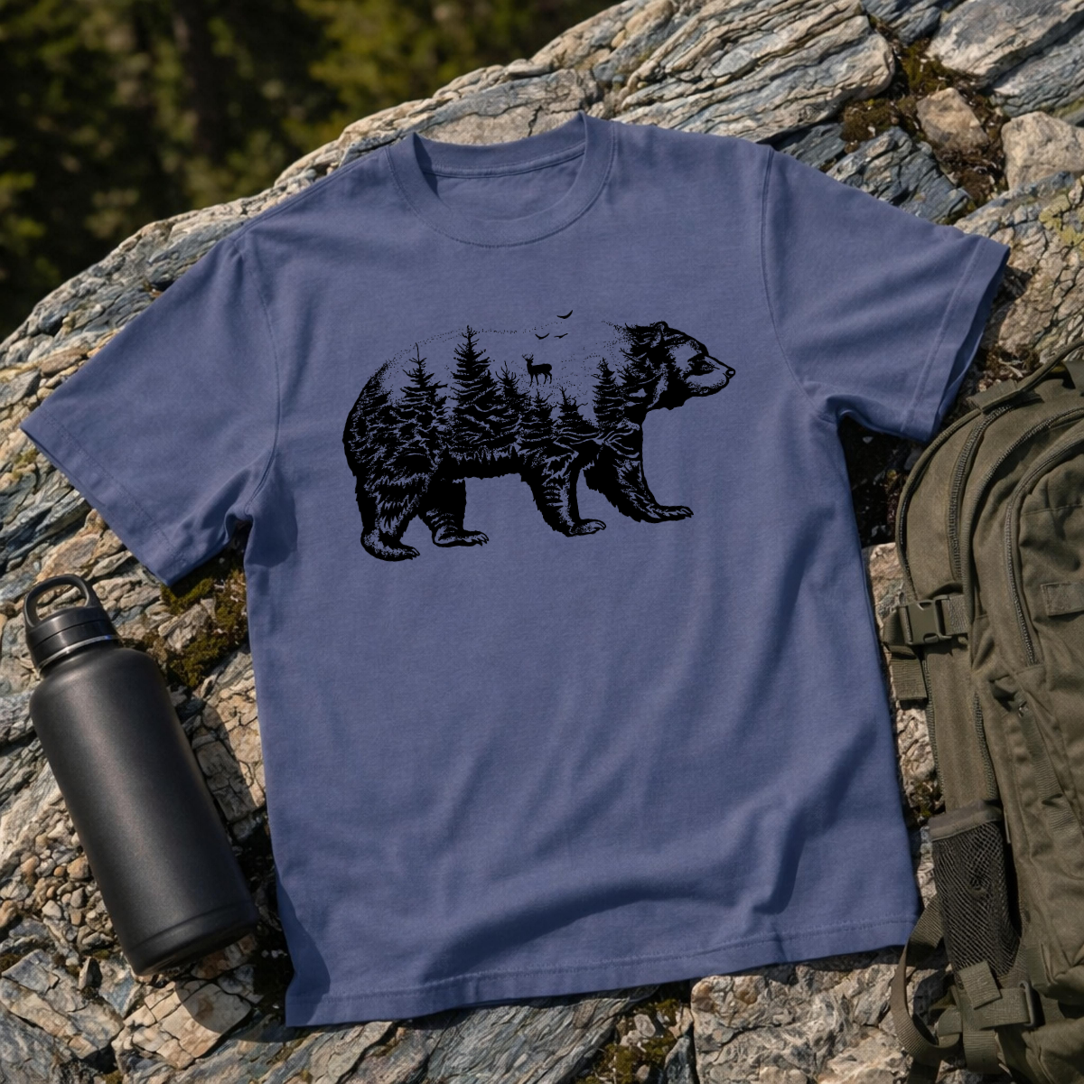 Bear Forest Silhouette Graphic T-Shirt