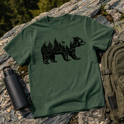 Bear Forest Silhouette Graphic T-Shirt