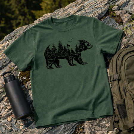 Bear Forest Silhouette Graphic T-Shirt