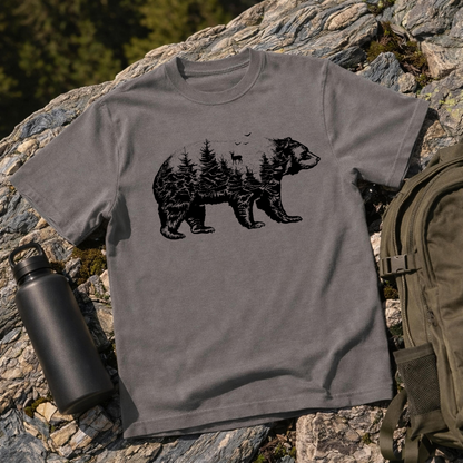 Bear Forest Silhouette Graphic T-Shirt